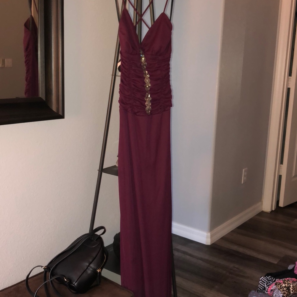 Long burgundy formal dress